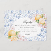 Chinoiserieレモンティーブライダルシャワートイレレジストリ エンクロージャーカード (正面/裏面)