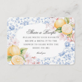Chinoiserieレモンティーブライダルシャワー共有アレシピ エンクロージャーカード