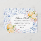 Chinoiserieレモンティーブライダルシャワー共有アレシピ エンクロージャーカード (正面/裏面)