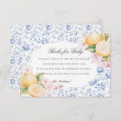 Chinoiserieレモンティーベビーシャワーおむつラッフル エンクロージャーカード (正面/裏面)