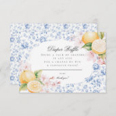 Chinoiserieレモンティーベビーシャワーおむつラッフル エンクロージャーカード (正面/裏面)