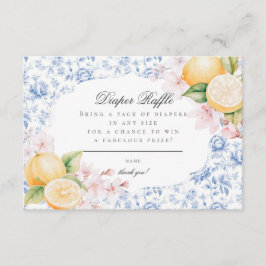 Chinoiserieレモンティーベビーシャワーおむつラッフル エンクロージャーカード
