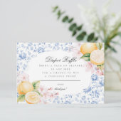Chinoiserieレモンティーベビーシャワーおむつラッフル エンクロージャーカード (スタンド正面)