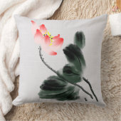 Chinoiserieヴィンテージインク洗絵画浄の蓮フローラ クッション (ブランケット)