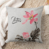 Chinoiserieヴィンテージインク洗絵画浄フローラ蓮 クッション (ブランケット)