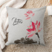 Chinoiserieヴィンテージインク洗絵画浄フローラ蓮 クッション (ブランケット)