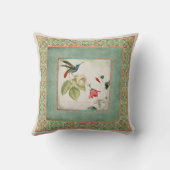 Chinoiserieヴィンテージハミングバードn花サンゴ クッション (裏面)