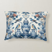 Chinoiserieヴィンテージ鳥とバスランバーピロー アクセントクッション (裏面)
