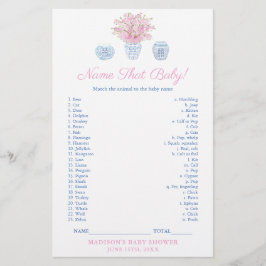 Chinoiserie名The Baby Animal Shower Game Card