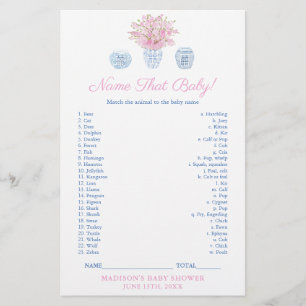 Chinoiserie名The Baby Animal Shower Game Card