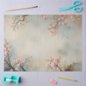 Chinoiserie孔雀フローラピンクブロッサムデコページ 薄葉紙 (クラフト)