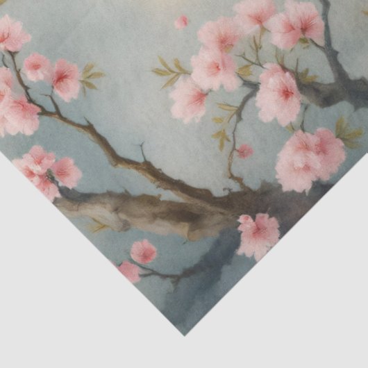 Chinoiserie孔雀フローラピンクブロッサムデコページ 薄葉紙 (詳細)