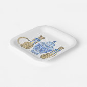 Chinoiserie水の色の弓チータジンジャージャー ペーパープレート (傾斜あり)