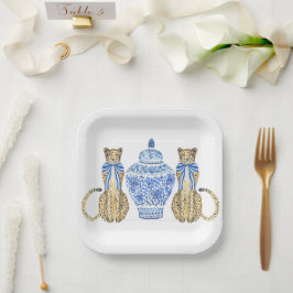 Chinoiserie水の色の弓チータジンジャージャー ペーパープレート