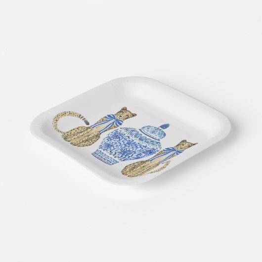 Chinoiserie水の色の弓チータジンジャージャー ペーパープレート (傾斜あり)