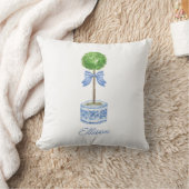 Chinoiserie水の色の弓トピアリーギフト クッション (ブランケット)