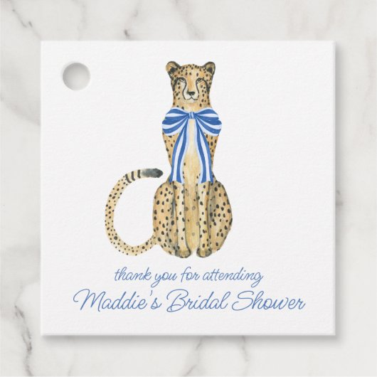 Chinoiserie水色のボウチーテメッセージカード フェイバータグ (正面)