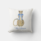 Chinoiserie水色のボウチーテ クッション (正面)