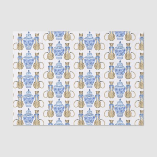 Chinoiserie水色のボウチーテ 薄葉紙 (正面)