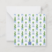 Chinoiserie水色の弓トピアリーモノグラムクレスト ノートカード (裏面)