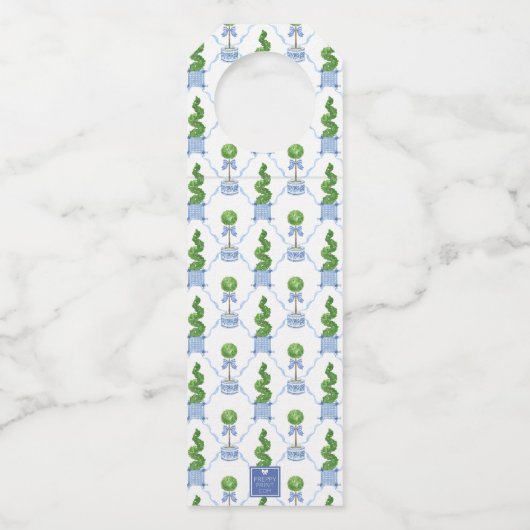 Chinoiserie水色の弓トピアリーモノグラムクレスト ボトルネックタグ (裏面)