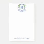 Chinoiserie水色の弓トピアリーモノグラムクレスト ポストイット (正面)