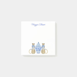 Chinoiserie水色の生姜ジャー ポストイット