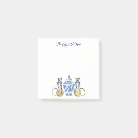 Chinoiserie水色の生姜ジャー ポストイット (正面)