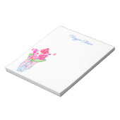 Chinoiserie水色の蘭ジンジャージャー瓶メモ帳 ノートパッド (回転)