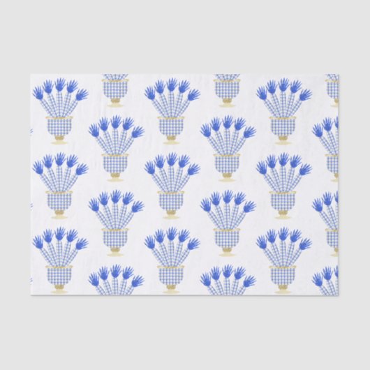 Chinoiserie水色シックなニンジン花瓶 薄葉紙 (正面)