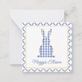 Chinoiserie水色シックなバニーギフトエンクロージャ ノートカード (正面)