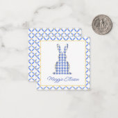 Chinoiserie水色シックなバニーギフトエンクロージャ ノートカード (正面/裏面インサイチュ)