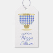 Chinoiserie水色シックな花瓶ギフトラベル ギフトタグ (正面)