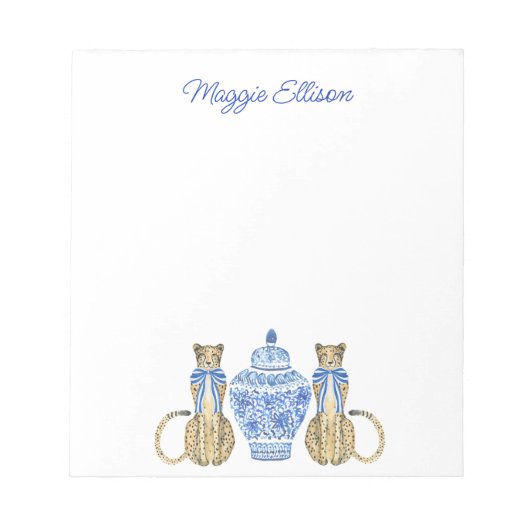 Chinoiserie水色チーテアジンジャージャー瓶メモ帳 ノートパッド (正面)