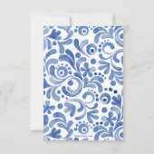 Chinoiserie水色ブルーヘロン鳥ノートカード サンキューカード (裏面)