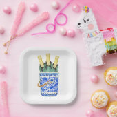 Chinoiserie水色ワインバケットパーティープレート ペーパープレート (パーティー)