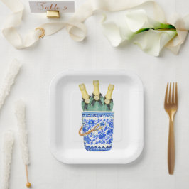 Chinoiserie水色ワインバケットパーティープレート ペーパープレート