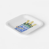 Chinoiserie水色ワインバケットパーティープレート ペーパープレート (傾斜あり)