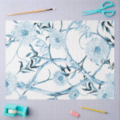 Chinoiserie牡丹フローラブルーホワイトデコップアート 薄葉紙 (クラフト)