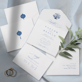 Chinoiserie結婚のツリーモチーフID1094 オールインワン招待状