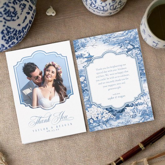 Chinoiserie結婚のパターン写真テンプレートID1094 サンキューカード