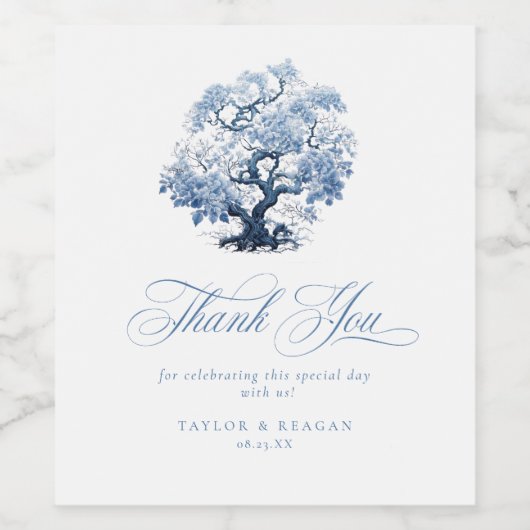 Chinoiserie結婚の木のモチーフありがとうID1094 ワインラベル (シングルラベル)