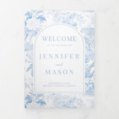 Chinoiserie結婚の3つ折りプログラムの座席表 三つ折り招待状 (カバー)