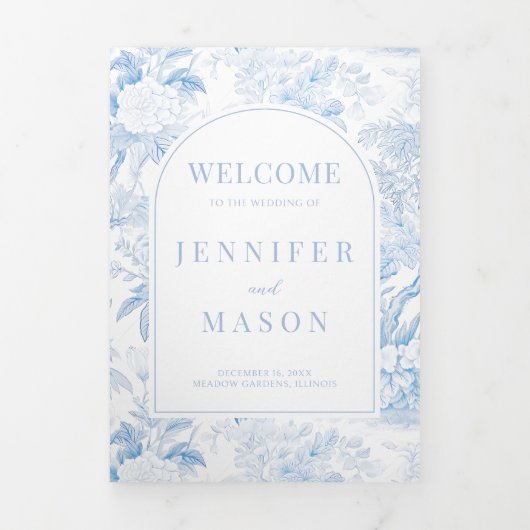 Chinoiserie結婚の3つ折りプログラムの座席表 三つ折り招待状 (カバー)