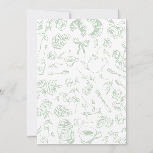 Chinoiserie茶男女兼用パーティー赤ちゃんシャワー 招待状 (裏面)