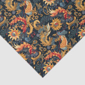 Chinoiserie赤い黄色の青のパターンの切り離し 薄葉紙 (詳細)