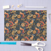 Chinoiserie赤い黄色の青のパターンの切り離し 薄葉紙 (クラフト)