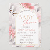 Chinoiserie赤面ガールフローラベビーシャワー 招待状 (正面/裏面)