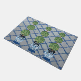 Chinoiserie青いジンジャージャーズDoormatウェルカムマット ドアマット