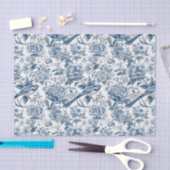 Chinoiserie青い牡丹フローラ鳥の切り離し 薄葉紙 (クラフト)